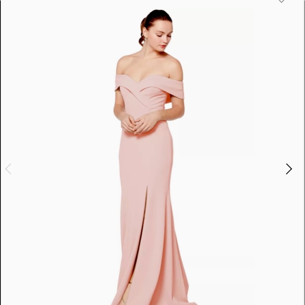 Bill Levkoff
Frost Rose Stretch Crepe Off The Shoulder A-line Dress/Gown